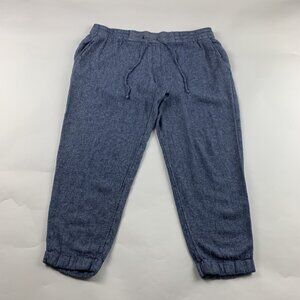 Old Navy Blue Chambray Linen Blend Slim Leg Ankle Pants L